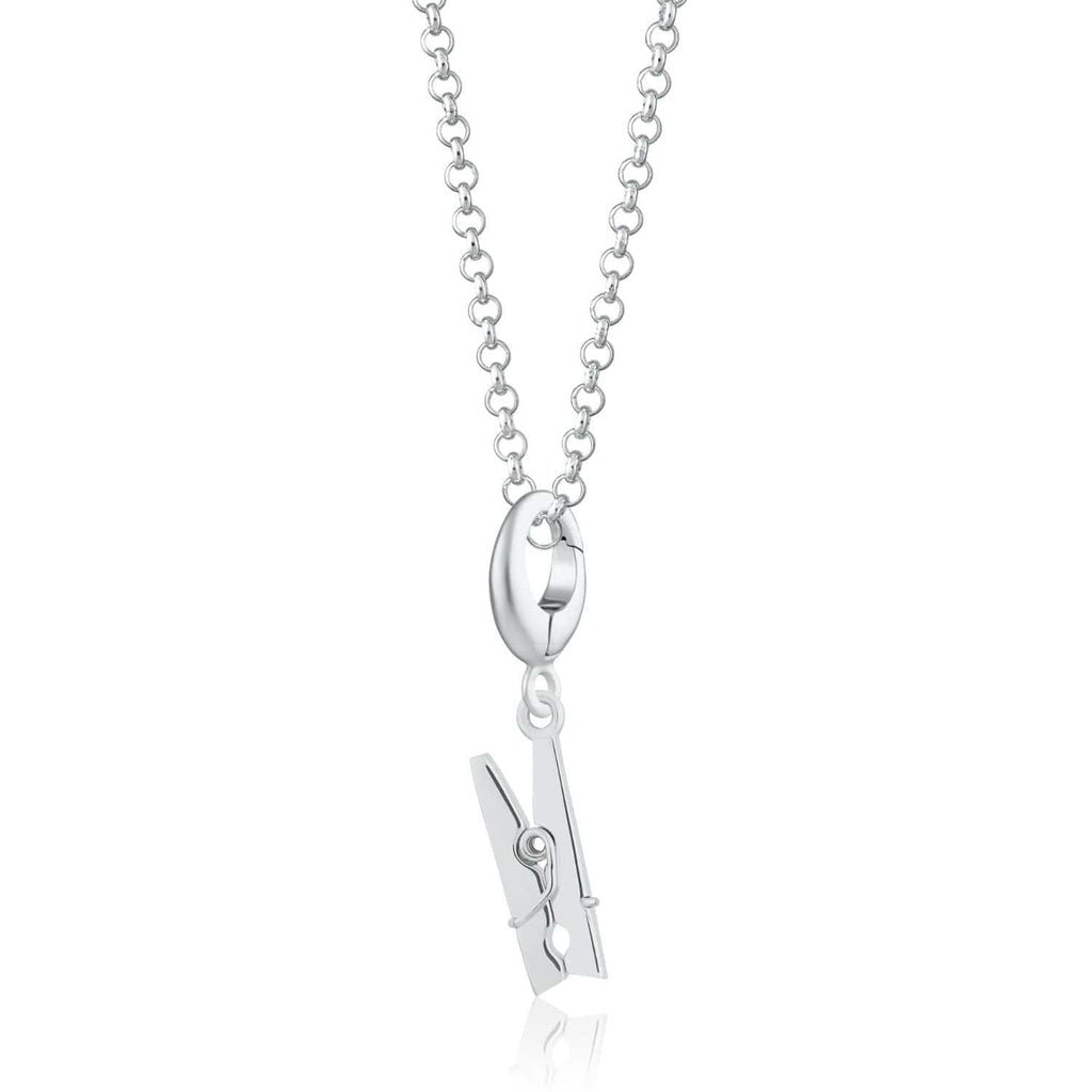 Silber Wäscheklammer Charms Halskette | Shop Nory