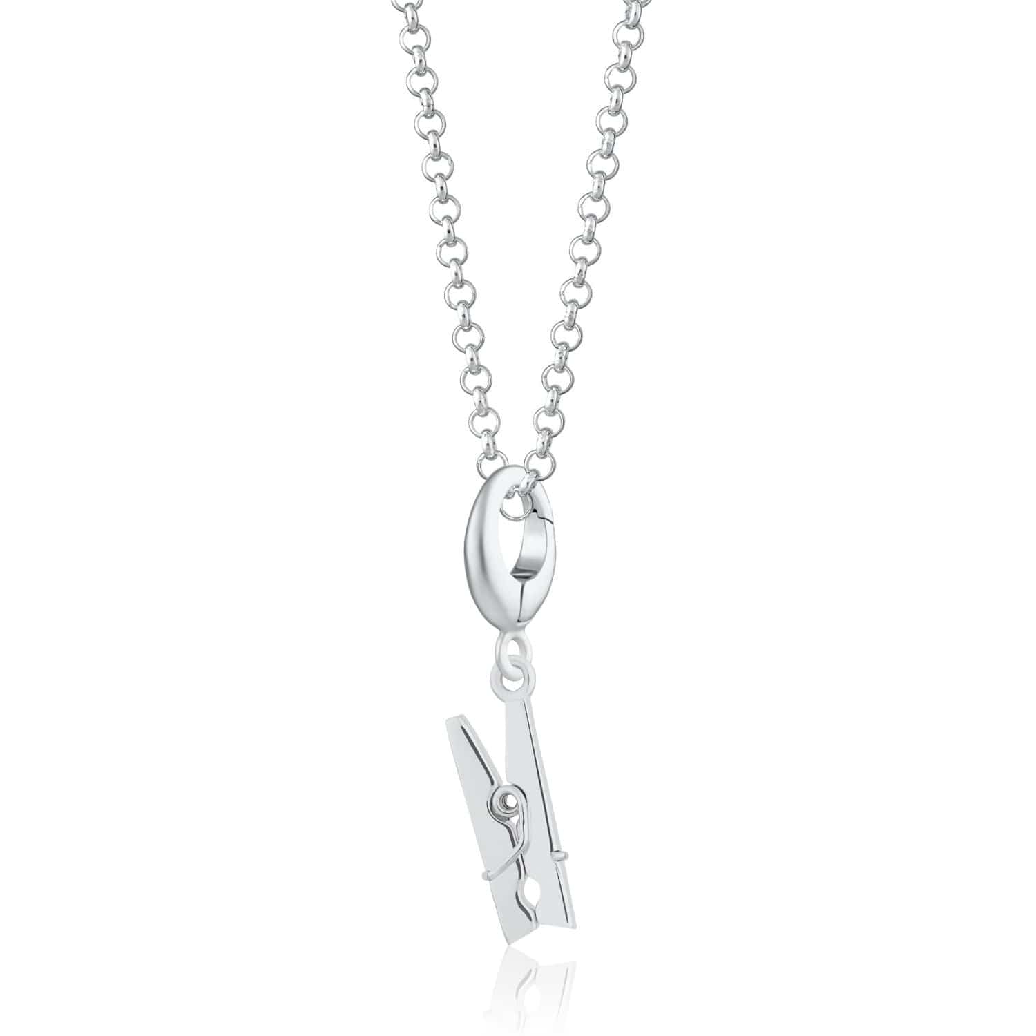 Silber Wäscheklammer Charms Halskette | Shop Nory