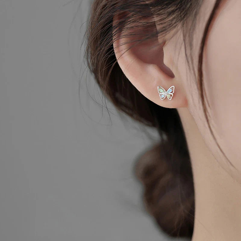 Silberfarbene Mode Kristall Stecker Ohrringe | Shop Nory