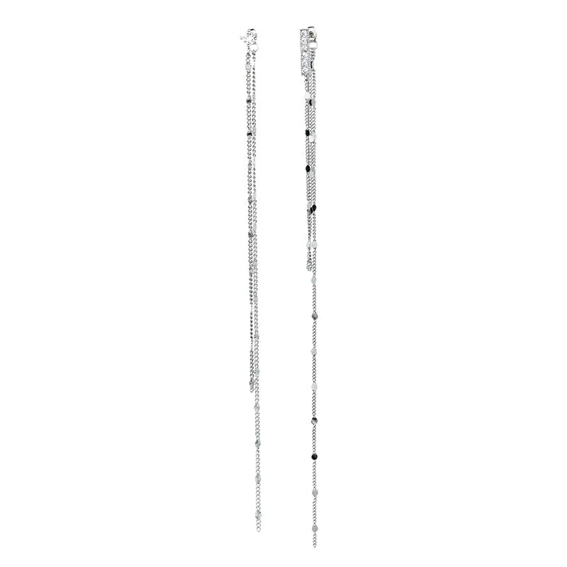 Silberfarbene Mode Lange Asymmetrische Ohrringe | Shop Nory