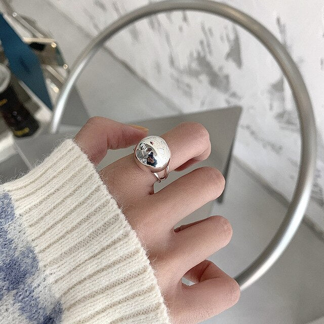 Silberfarbe Große Kugel Glatte Ring | Shop Nory