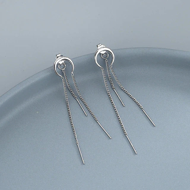 Silberne Farbe Mond Halbmond Bogen Kettenohrringe | Shop Nory