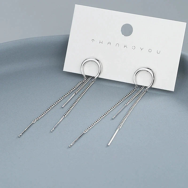 Silberne Farbe Mond Halbmond Bogen Kettenohrringe | Shop Nory