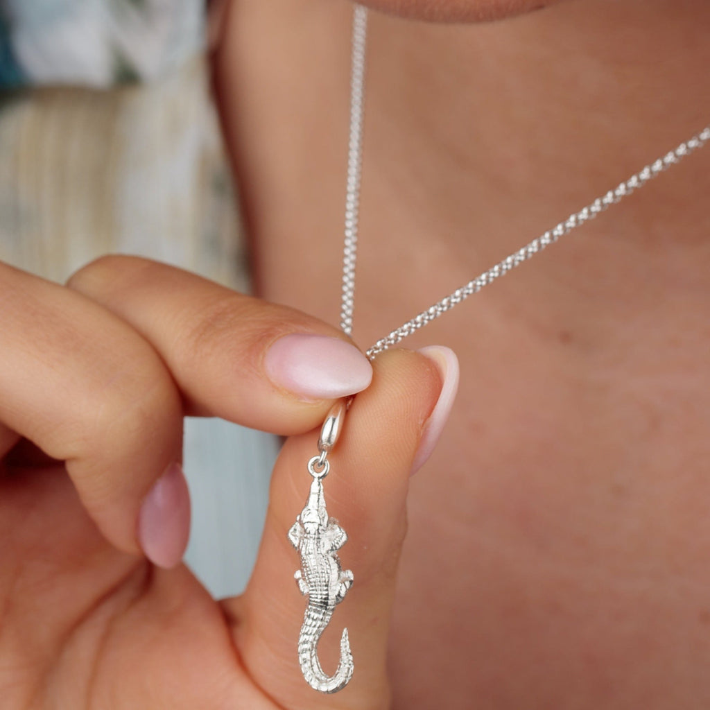 Silber Krokodil Charm Halskette | Shop Nory