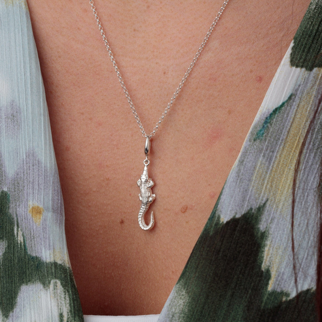 Silber Krokodil Charm Halskette | Shop Nory