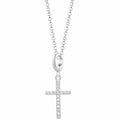 Silberne Kreuz Anhänger Halskette mit Kristallen | Shop Nory