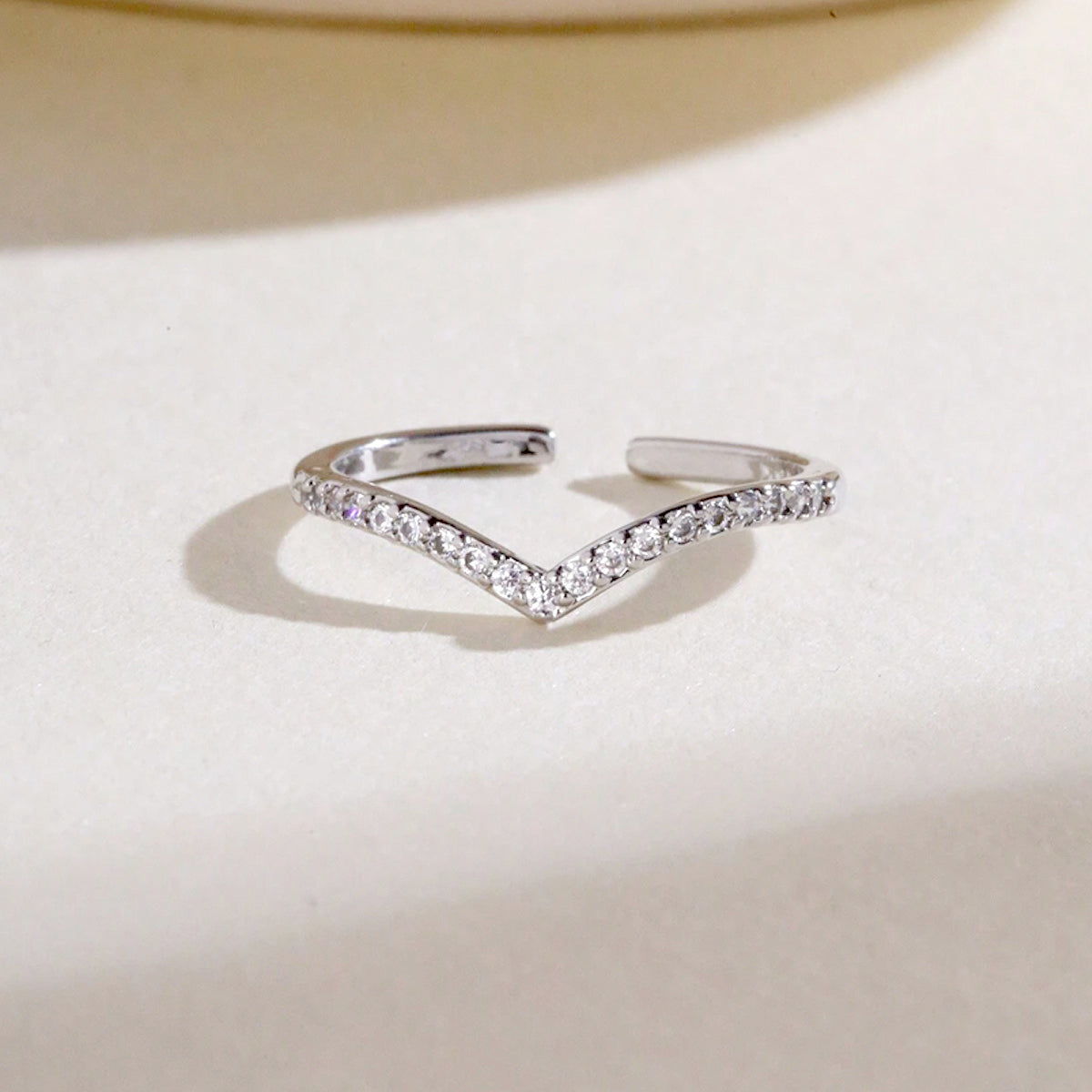 Cubic Zirconia Herz Komfort Verstellbarer Ring | Shop Nory