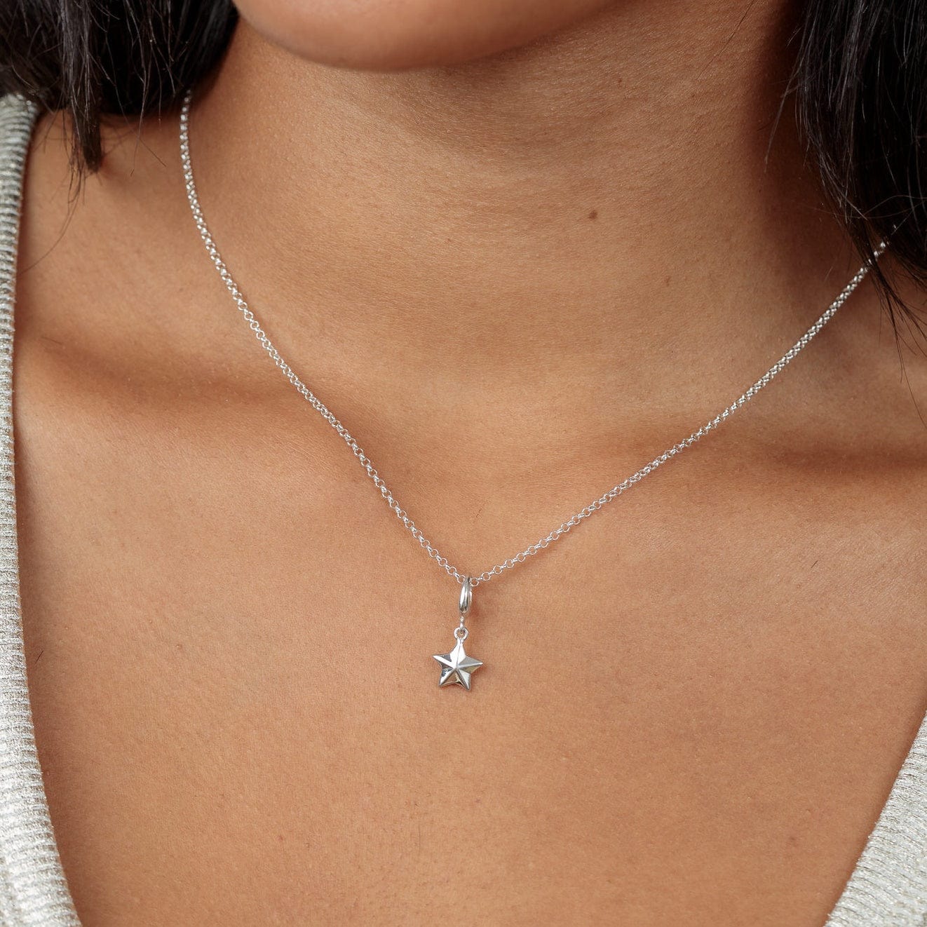 Silber Facettierter Stern Charms Halskette | Shop Nory