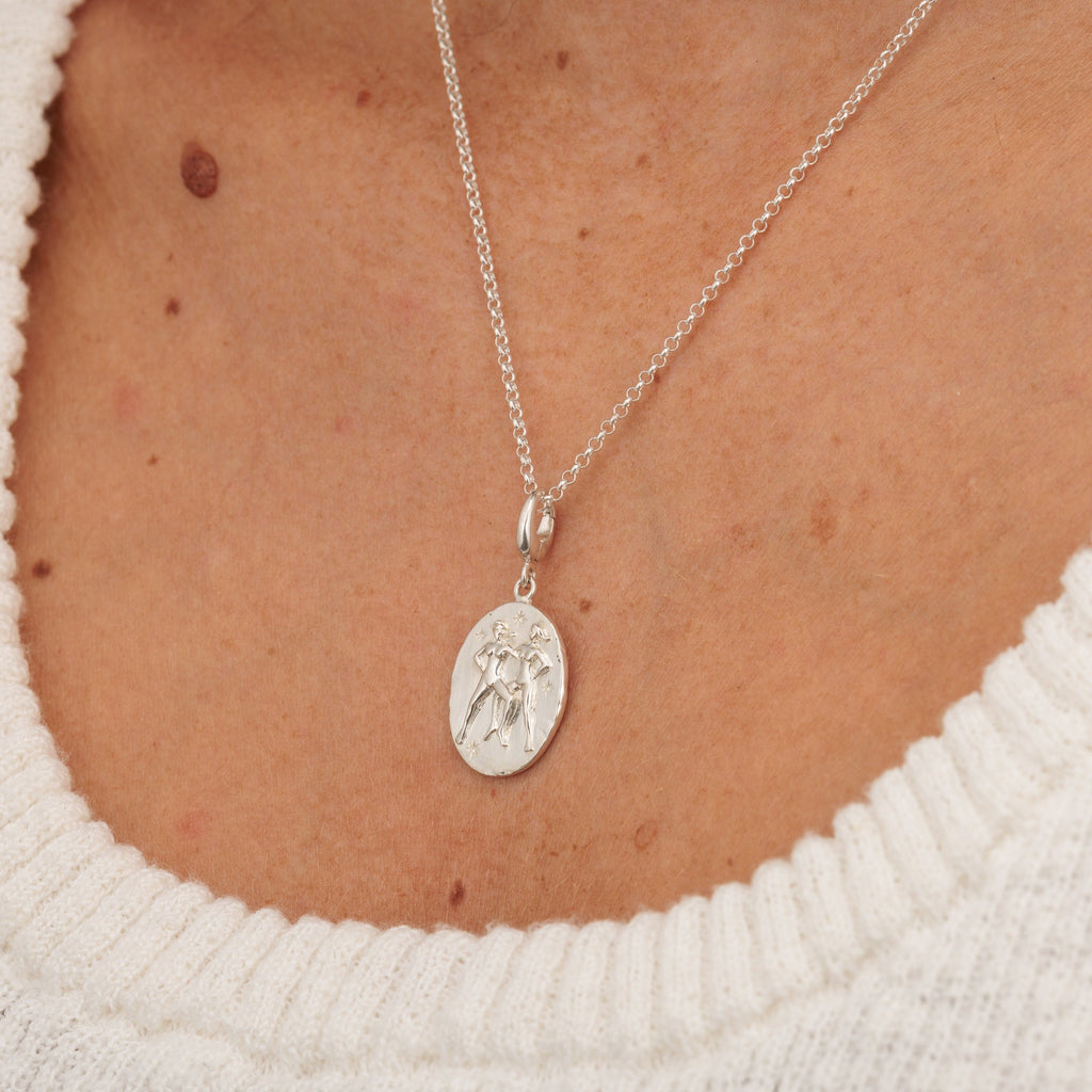 Silber Zwillinge Sternzeichen Charme Halskette | Shop Nory
