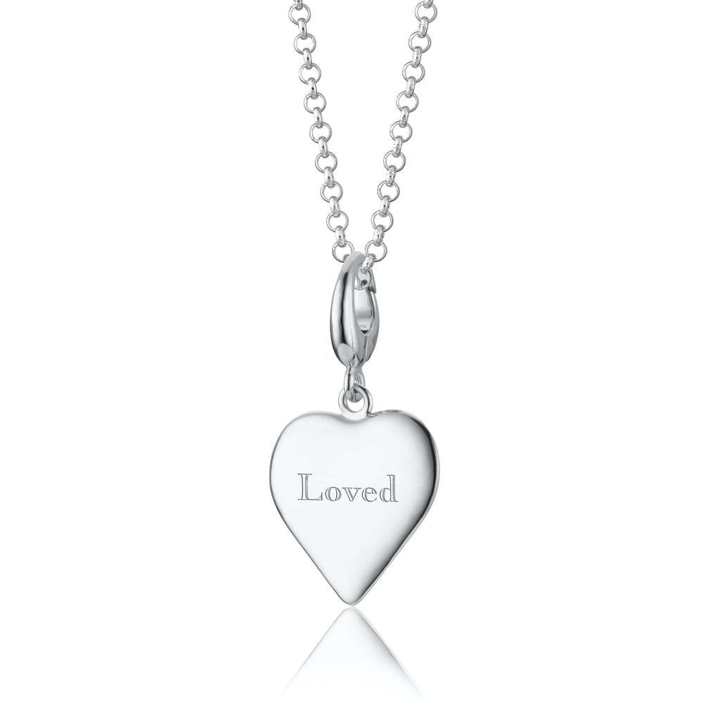 Gravierte Silber Herz Charm Halskette (Mittel) | Shop Nory