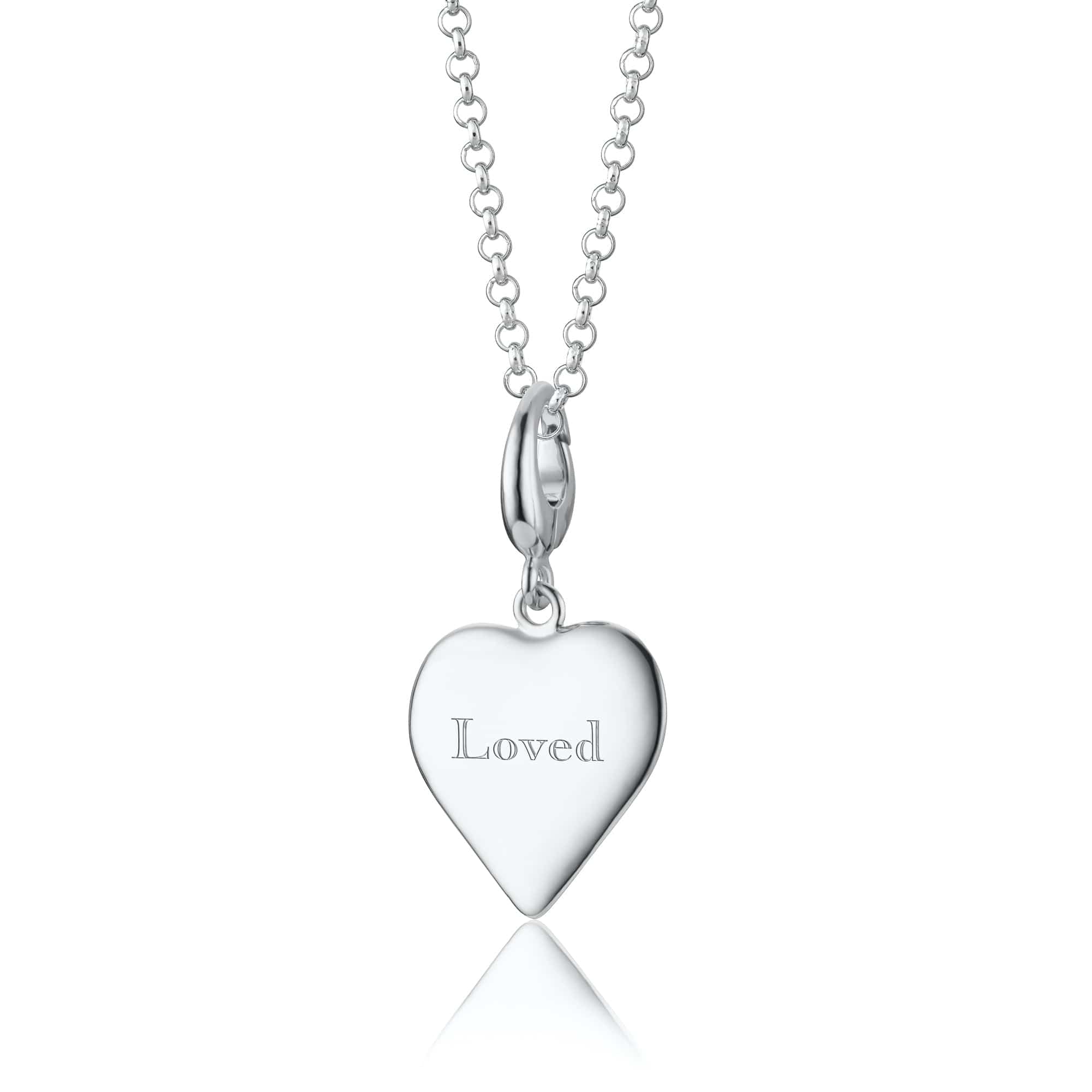 Gravierte Silber Herz Charm Halskette (Mittel) | Shop Nory
