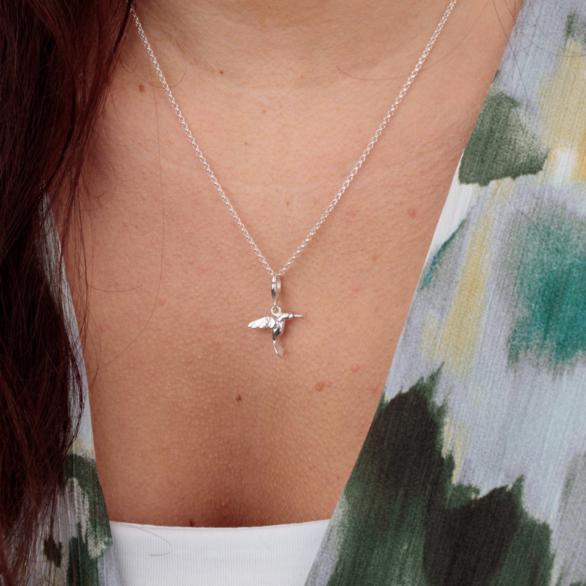 Silber Kolibri Charm Halskette | Shop Nory