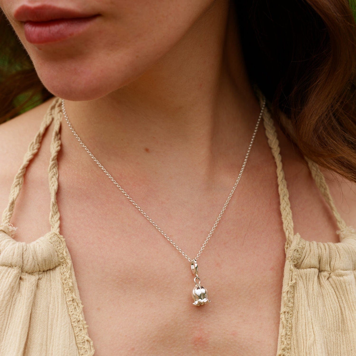 Silber Lilie des Tals Blumen Charm Halskette | Shop Nory