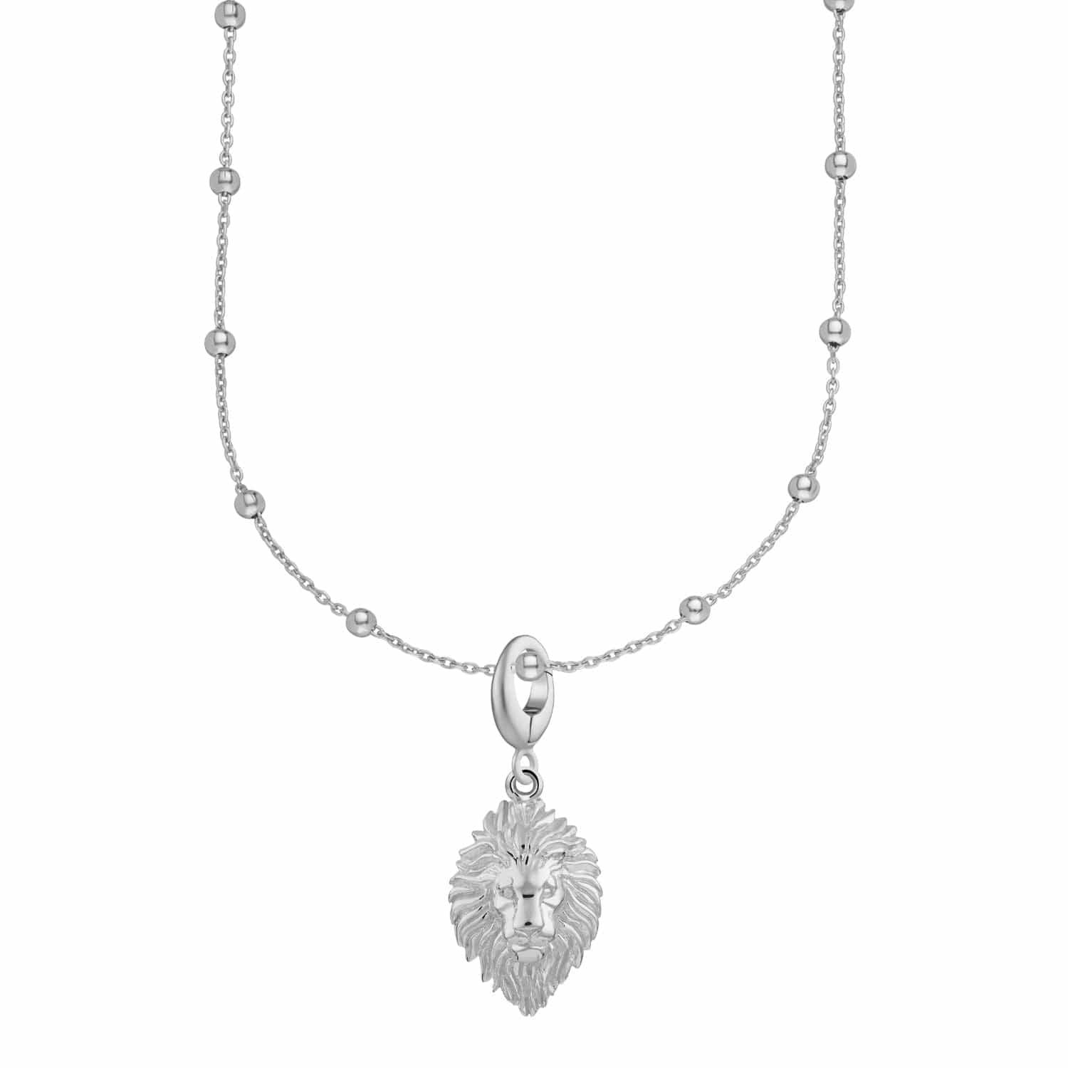 Silberner Löwenkopf Satellitenkette Charme Halskette | Shop Nory