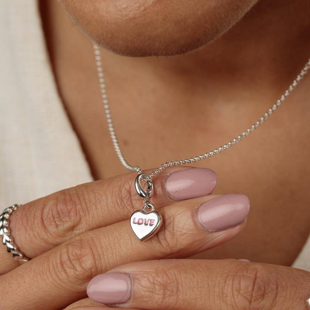 Silberne Liebes Herz Süß Charm Halskette | Shop Nory