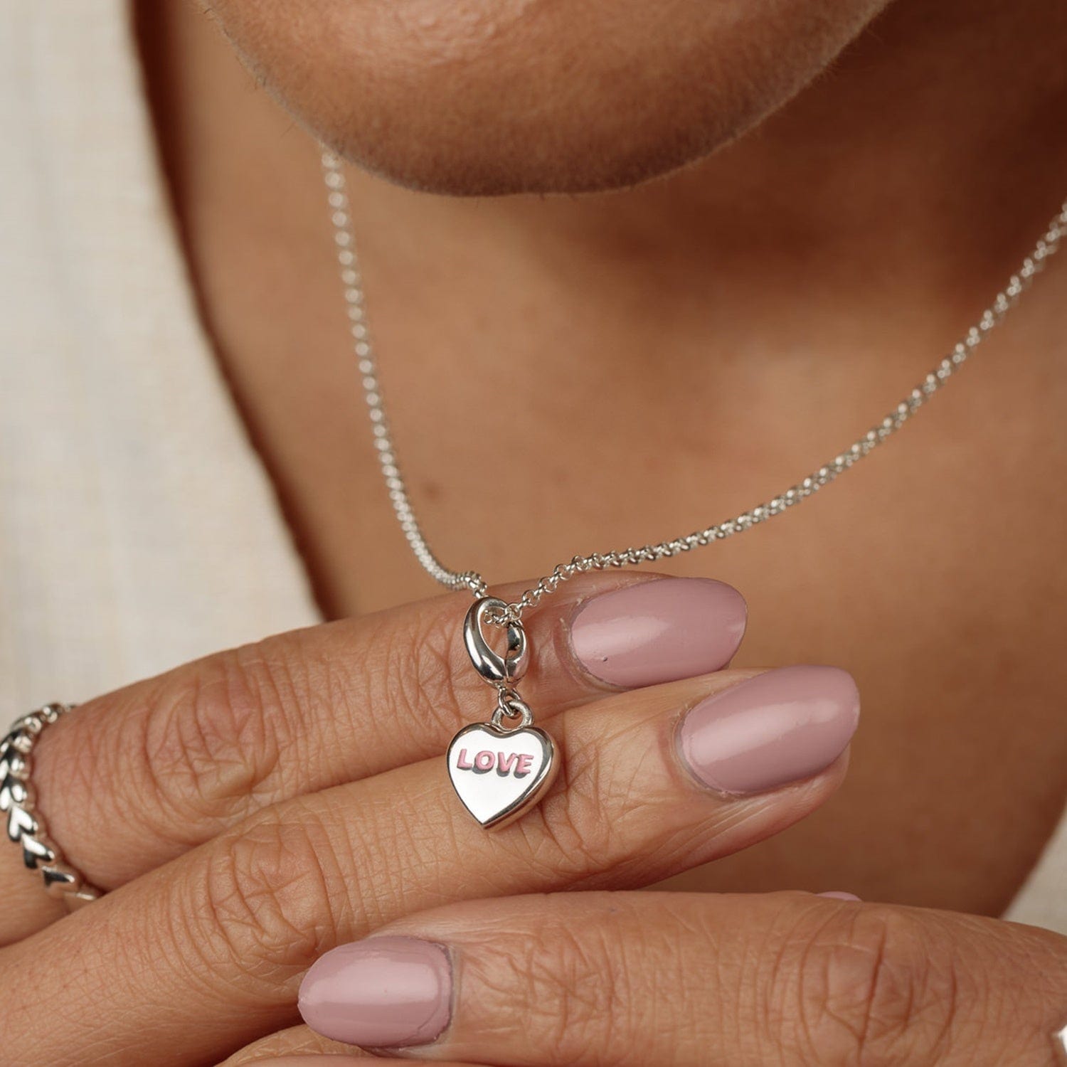 Silberne Liebes Herz Süß Charm Halskette | Shop Nory