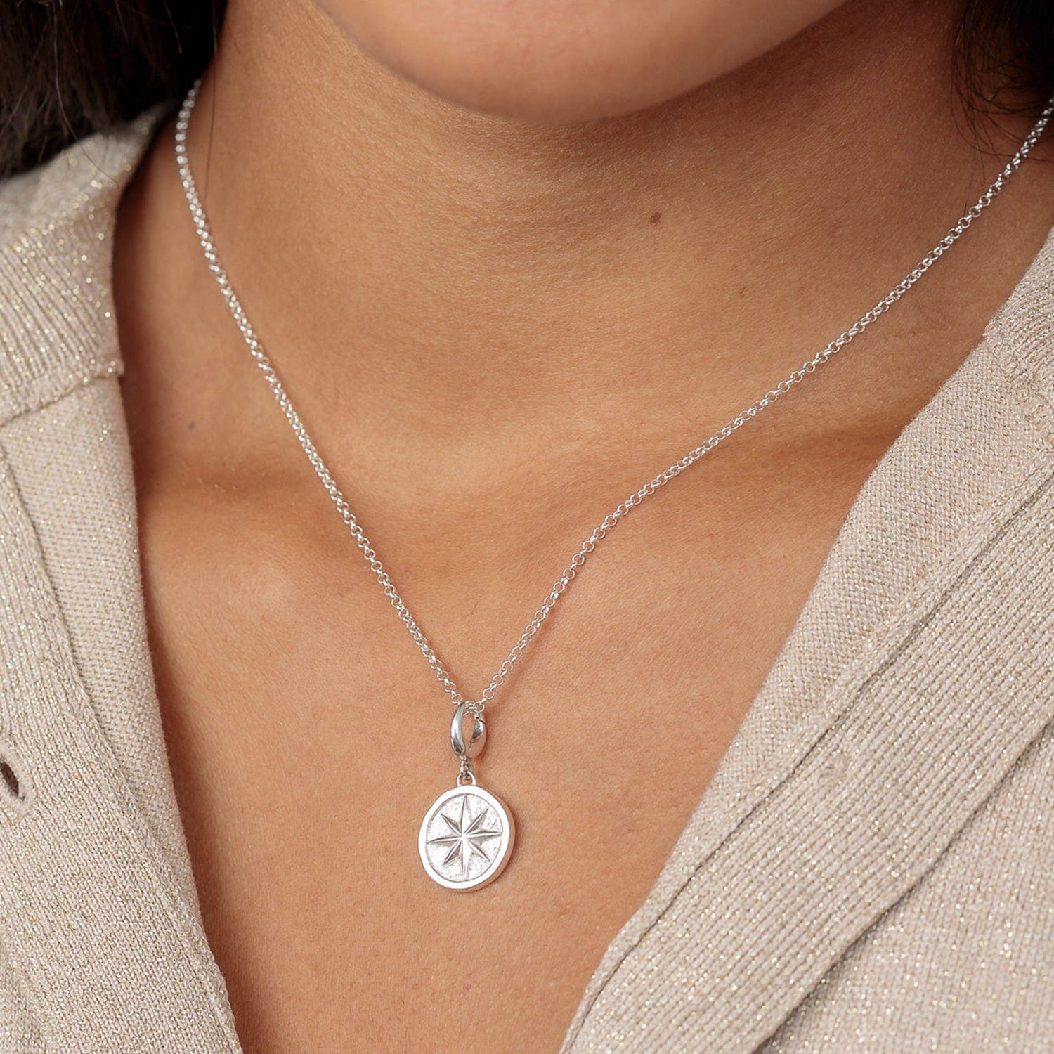 Silberner Nordstern Charm Anhänger Halskette | Shop Nory