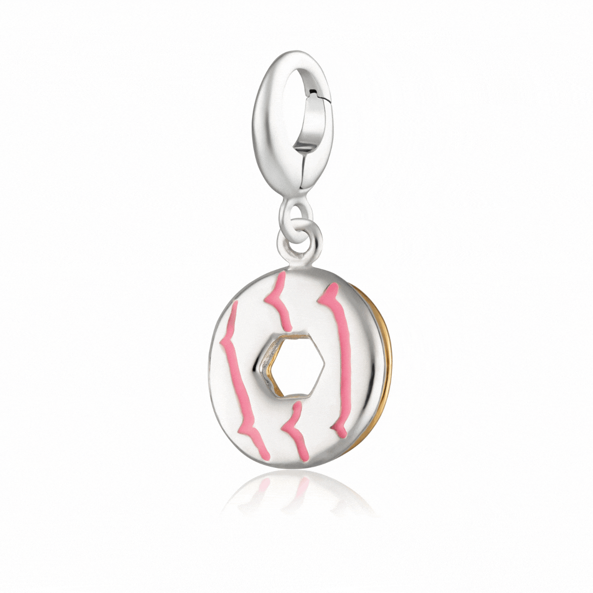 Silber Party Ring Keks Charm Halskette mit Pinkem Emaille | Shop Nory