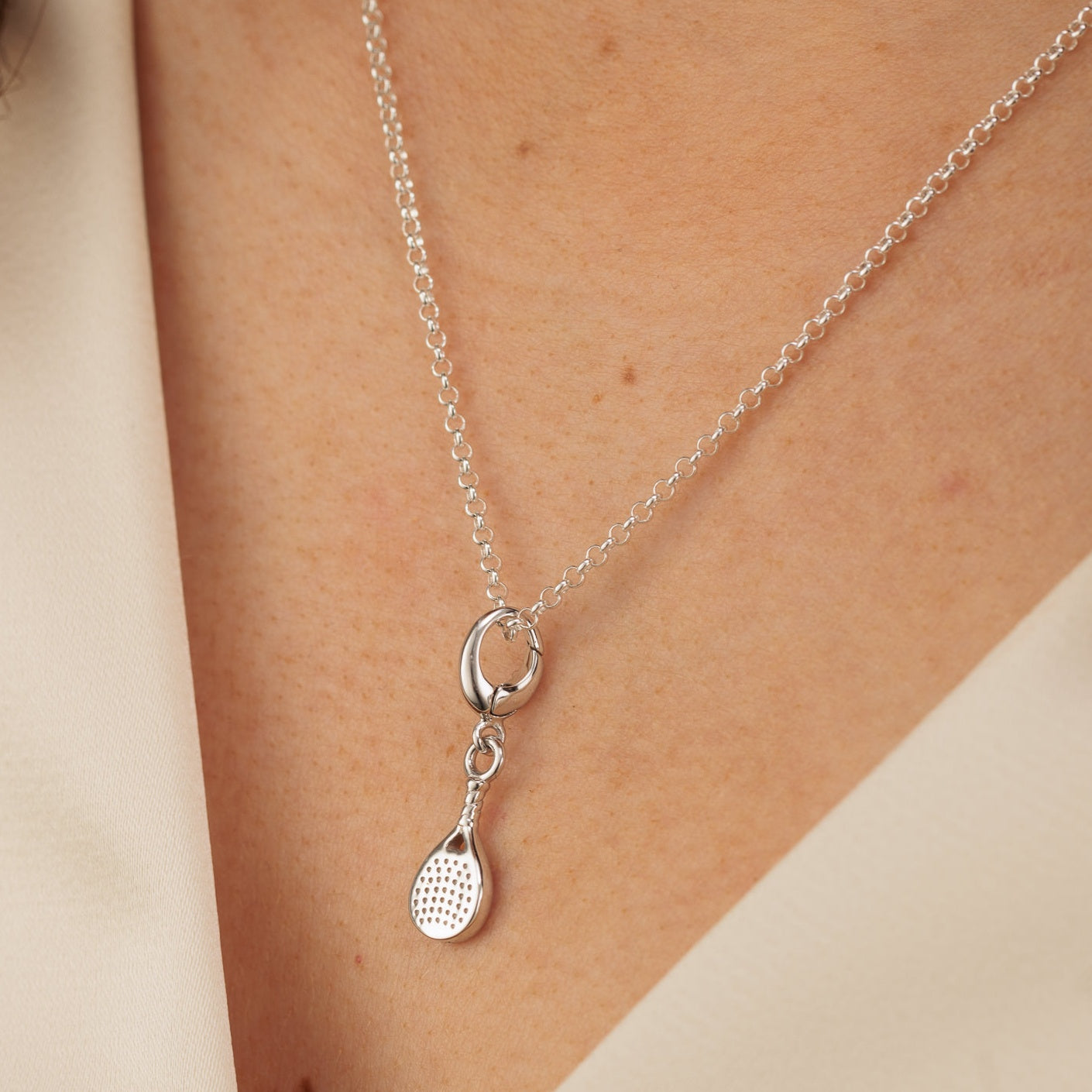 Silber Padel Schläger Charme Halskette | Shop Nory