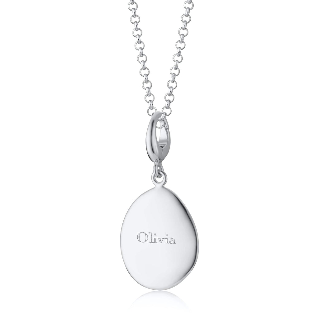 Gravierte Silber Kiesel Charm Halskette (Mittel) | Shop Nory