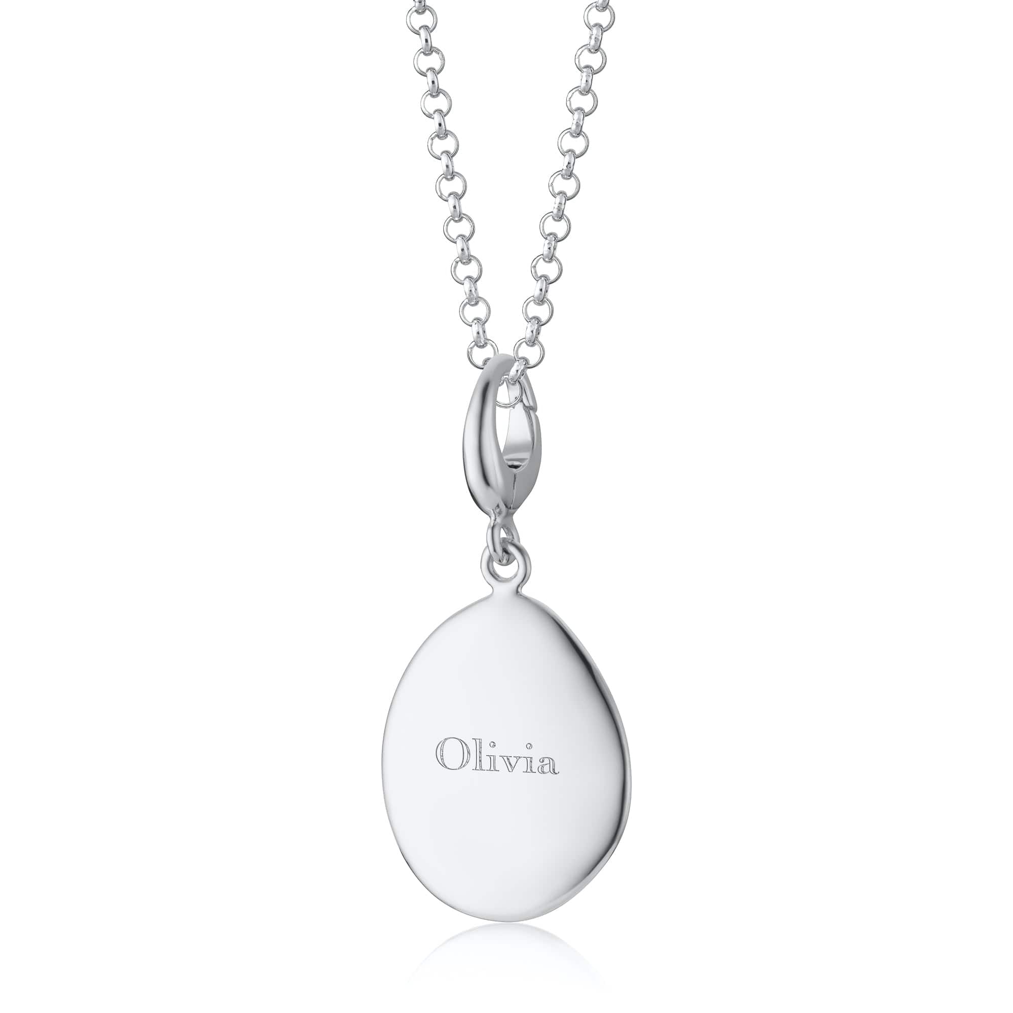 Gravierte Silber Kiesel Charm Halskette (Mittel) | Shop Nory