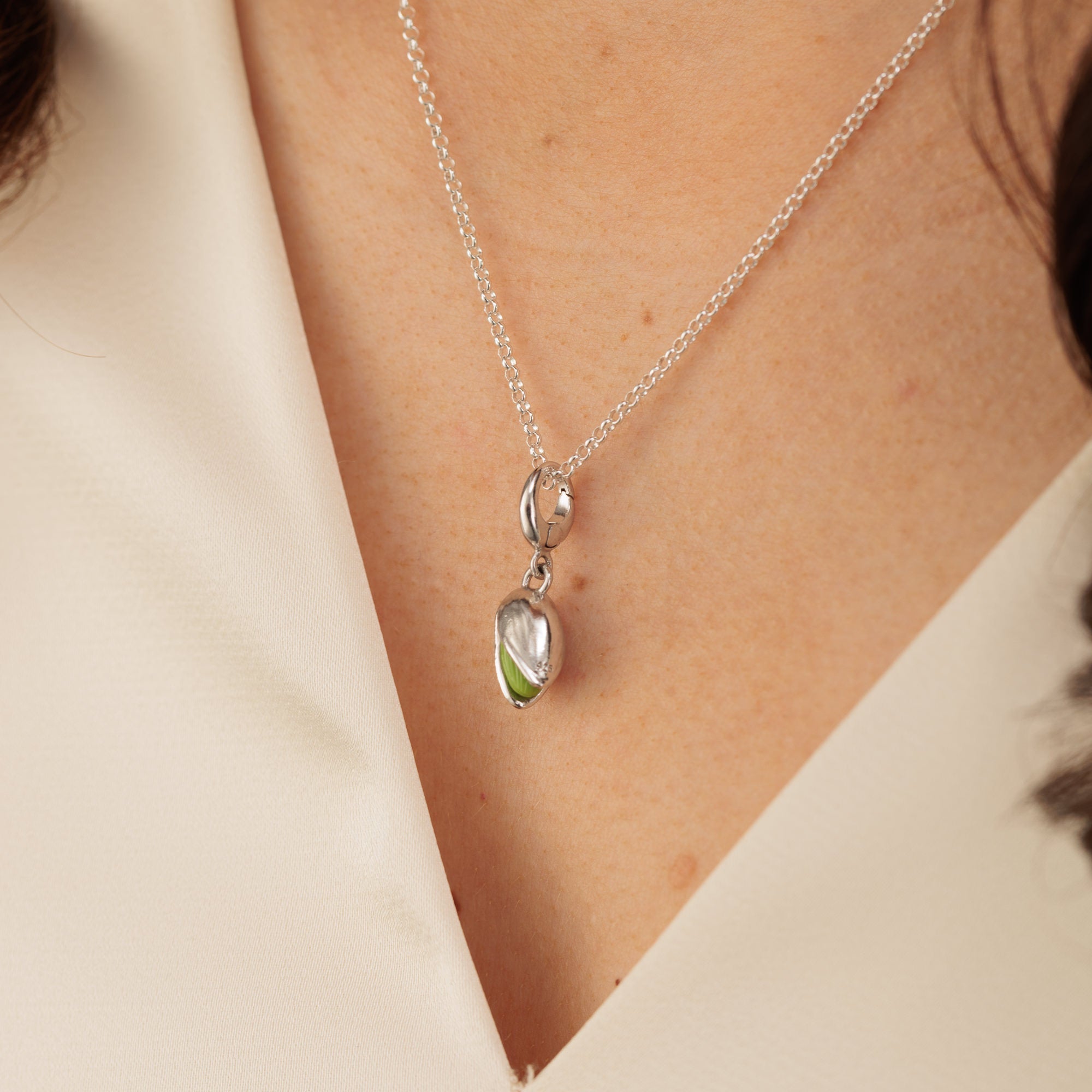 Silber Pistazien Charm Halskette | Shop Nory