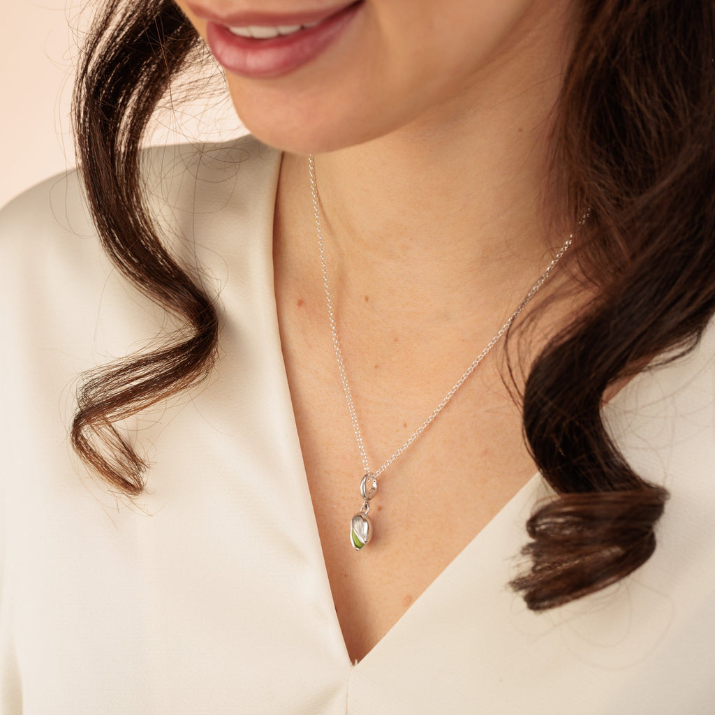 Silber Pistazien Charm Halskette | Shop Nory