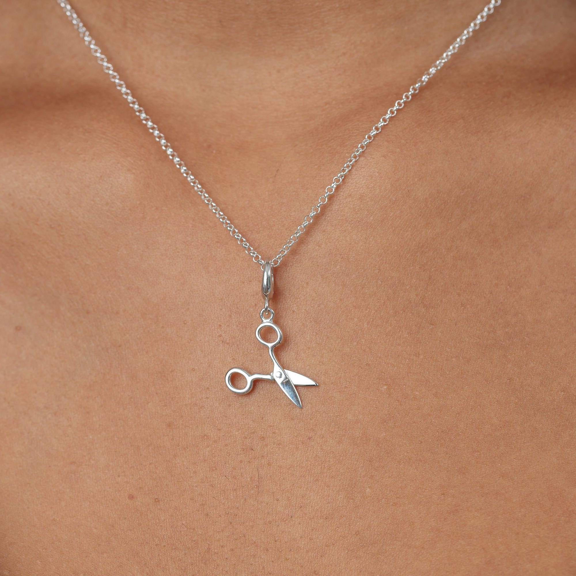 Silberne Scheren Charm-Halskette | Shop Nory