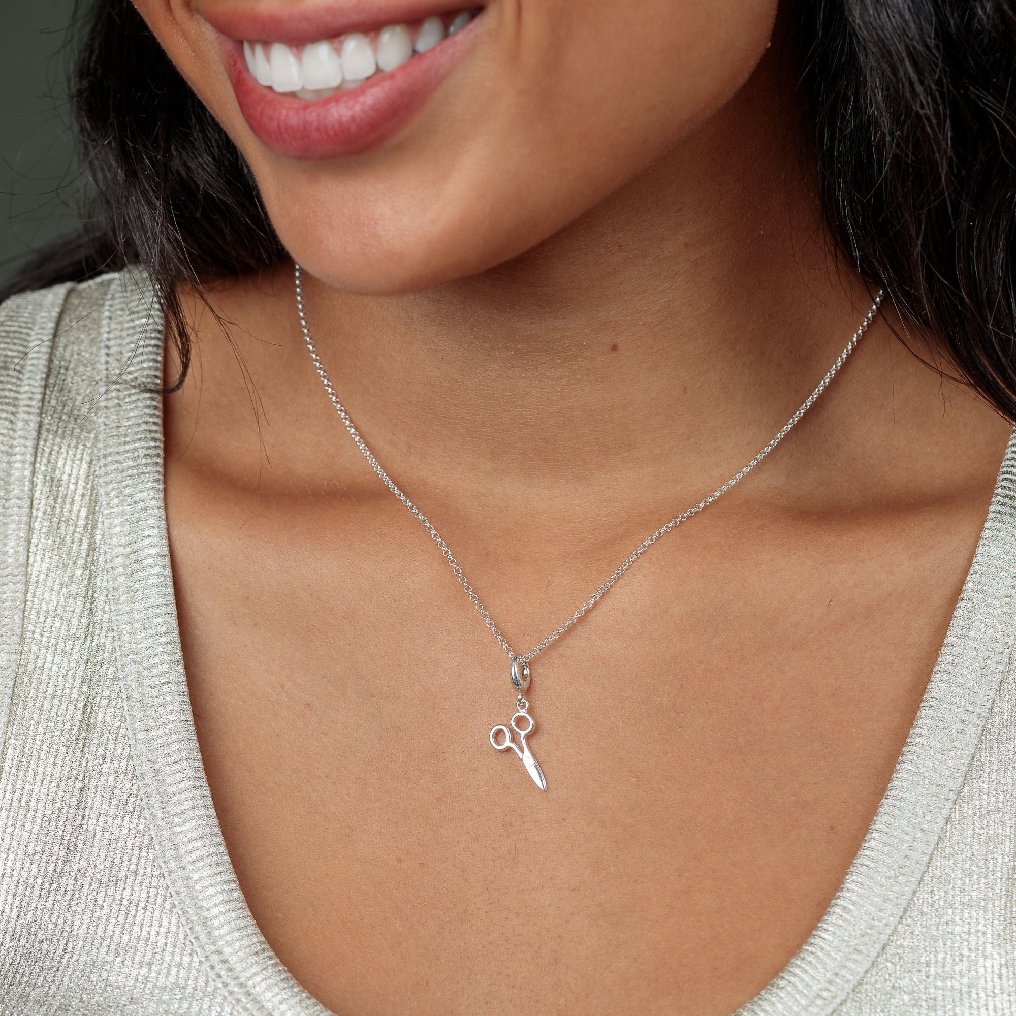 Silberne Scheren Charm-Halskette | Shop Nory