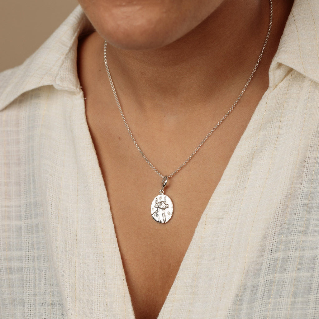 Silber Taurus Zodiac Charm Halskette | Shop Nory