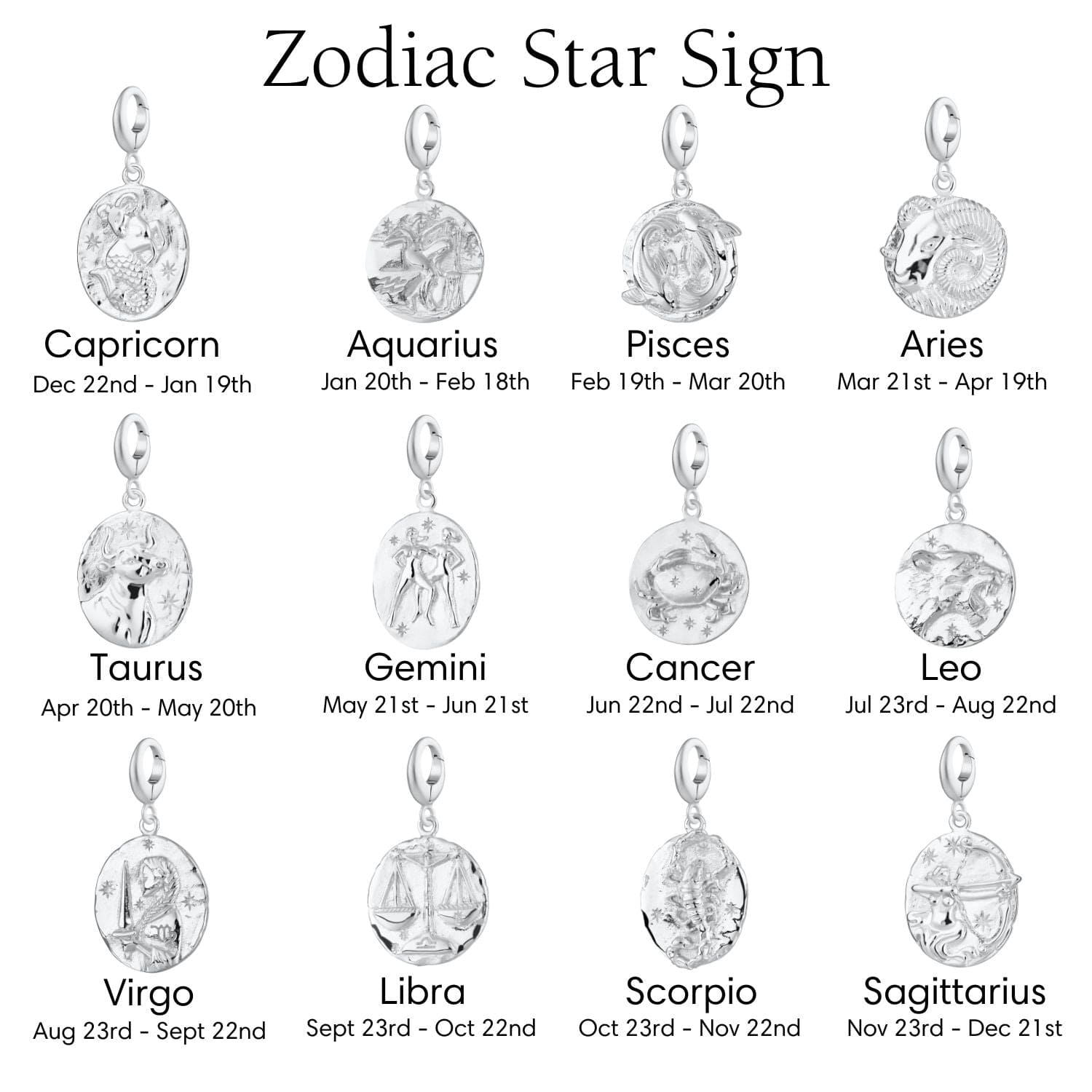 Silber Zodiac Charm Halskette | Shop Nory