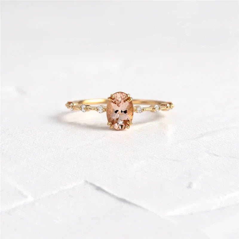 Einfacher Eierform lila Kristall Goldring | Shop Nory