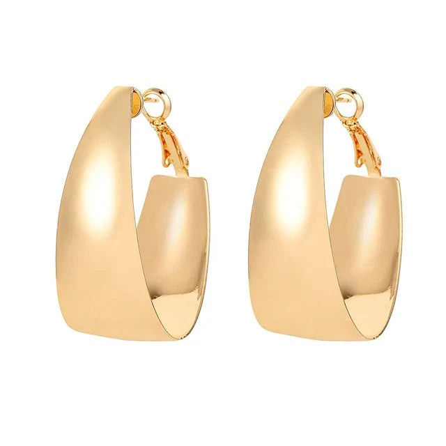 Einfache Übertriebene Glänzende Metallringohrringe | Shop Nory