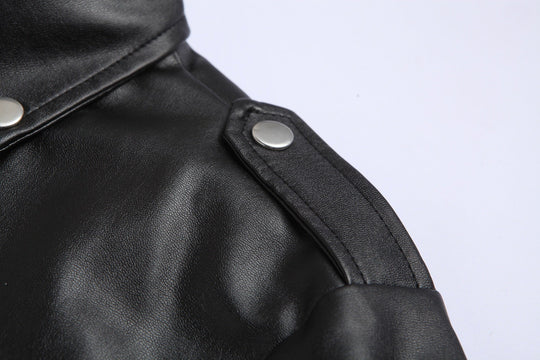 Slim Fit Leder Motorradjacke für Herren mit Stehkragen