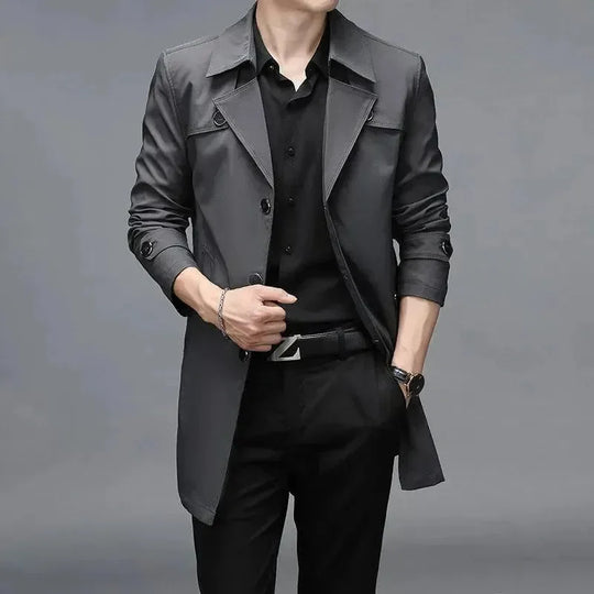 Slim Fit Einreiher Herren Trenchcoat