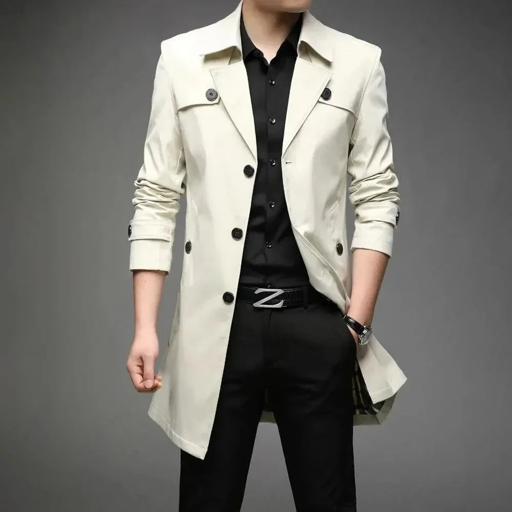 Slim Fit Einreiher Herren Trenchcoat