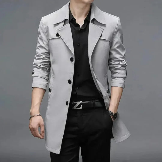 Slim Fit Einreiher Herren Trenchcoat