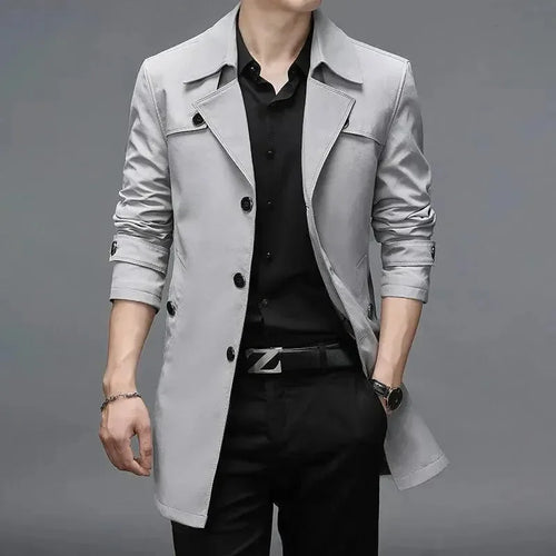 Slim Fit Einreiher Herren Trenchcoat