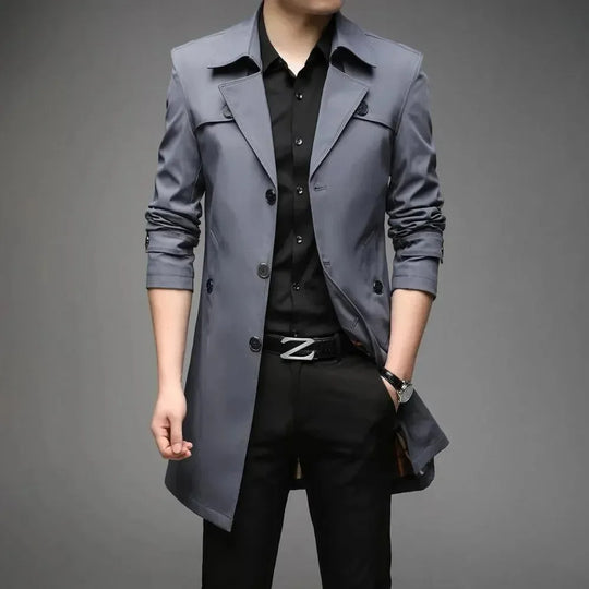 Slim Fit Einreiher Herren Trenchcoat