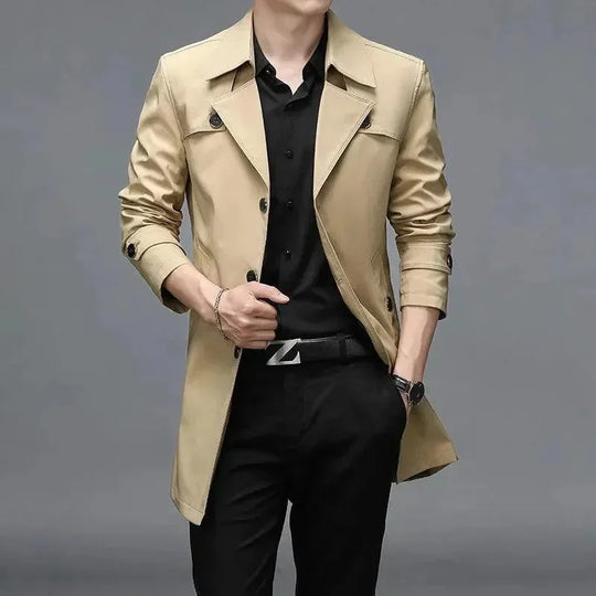 Slim Fit Einreiher Herren Trenchcoat