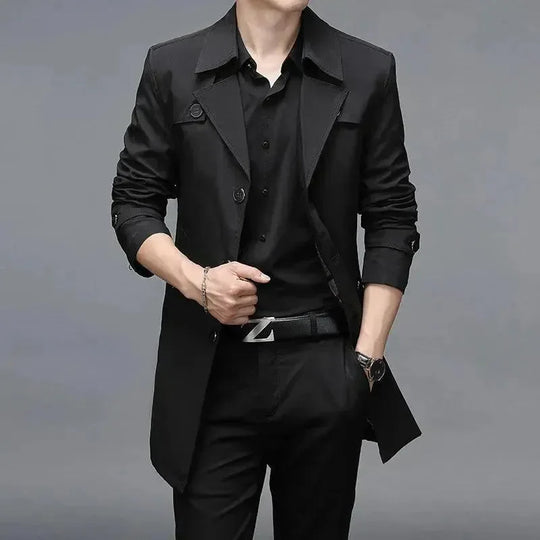 Slim Fit Einreiher Herren Trenchcoat