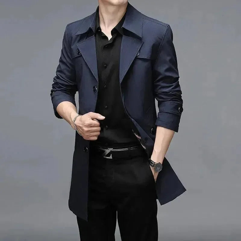 Slim Fit Einreiher Herren Trenchcoat