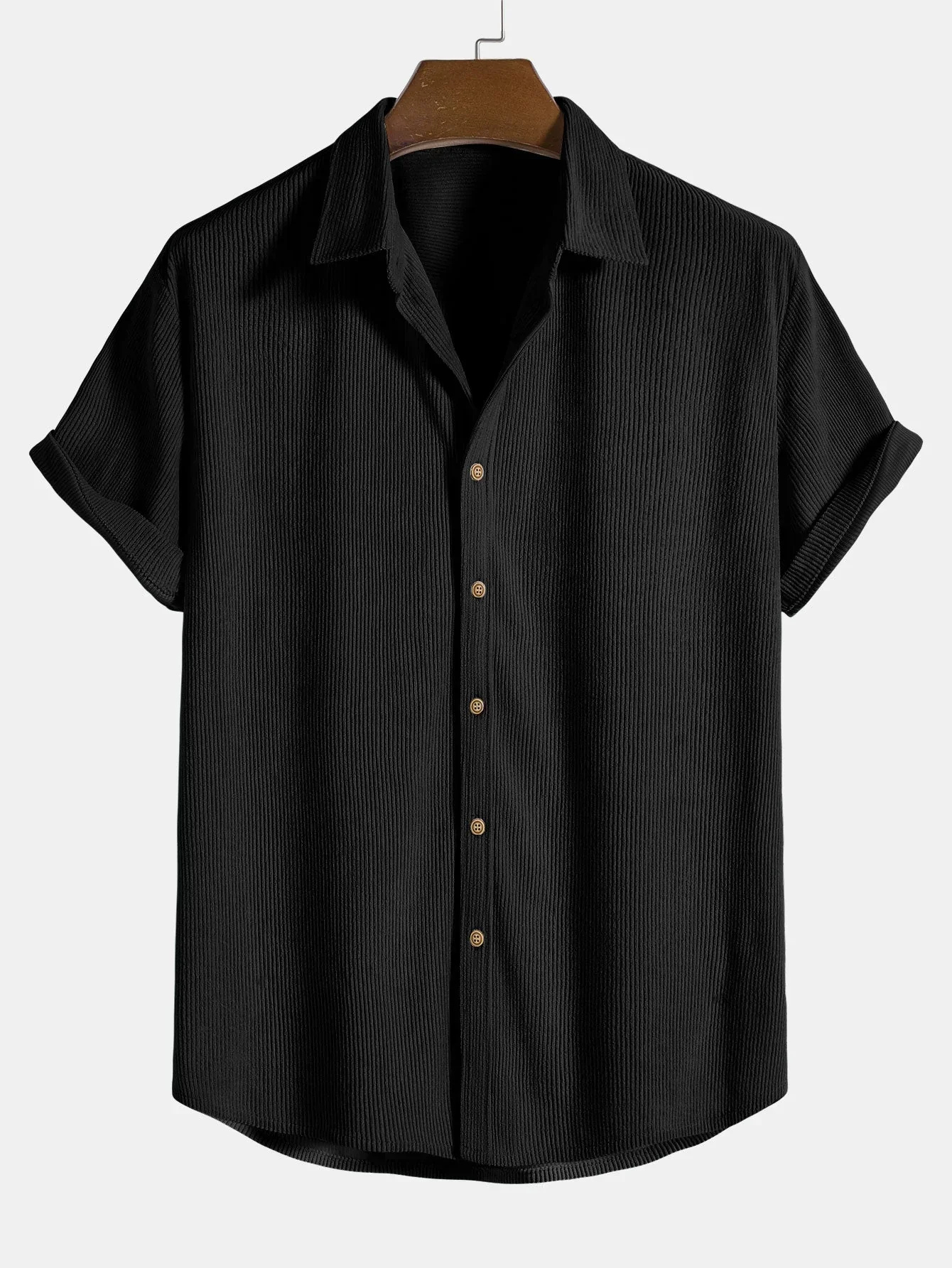 Herren Schwarz Sommerhemd Modisch