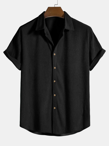 Herren Schwarz Sommerhemd Modisch