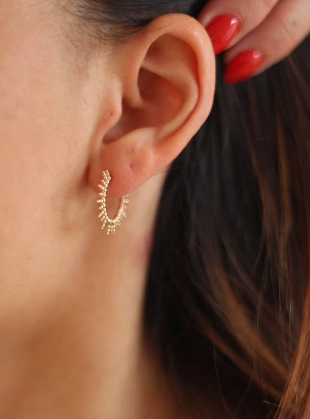 Sonnenstrahl-Creolen vergoldet - Creolen Sonne für Damen | Shop Nory