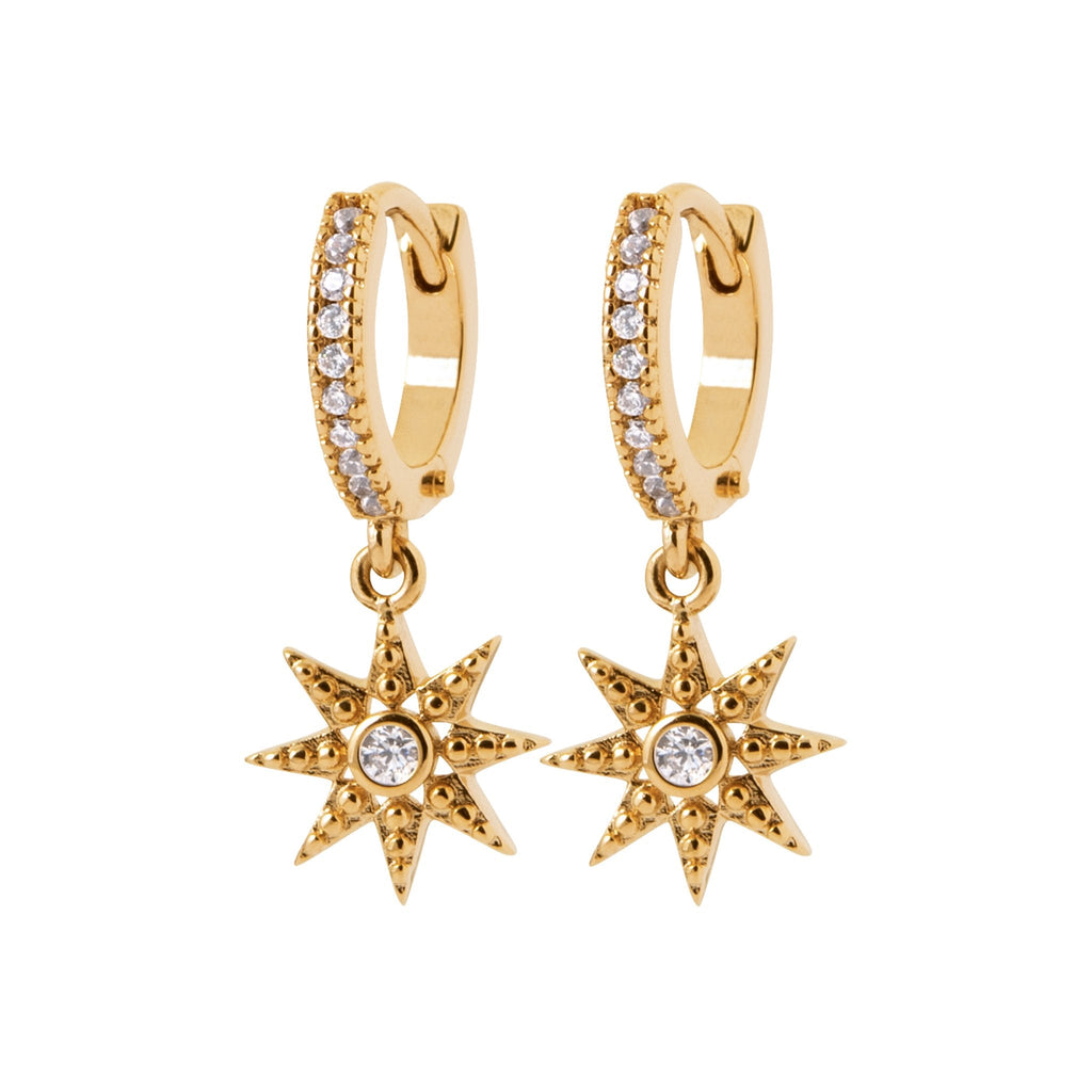 Creolen Sternanhänger mit Zirkonia - 16K vergoldet | Shop Nory
