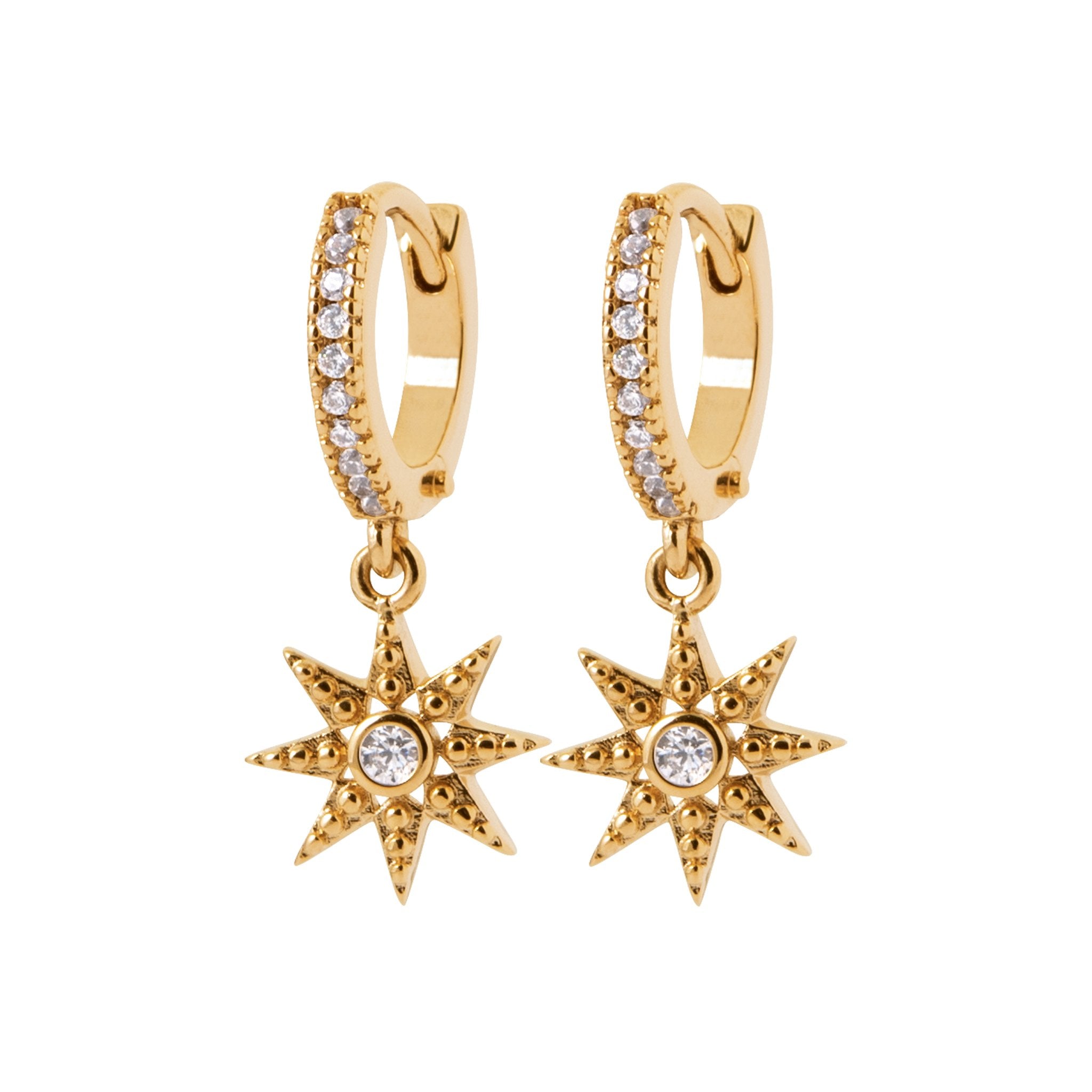 Creolen Sternanhänger mit Zirkonia - 16K vergoldet | Shop Nory
