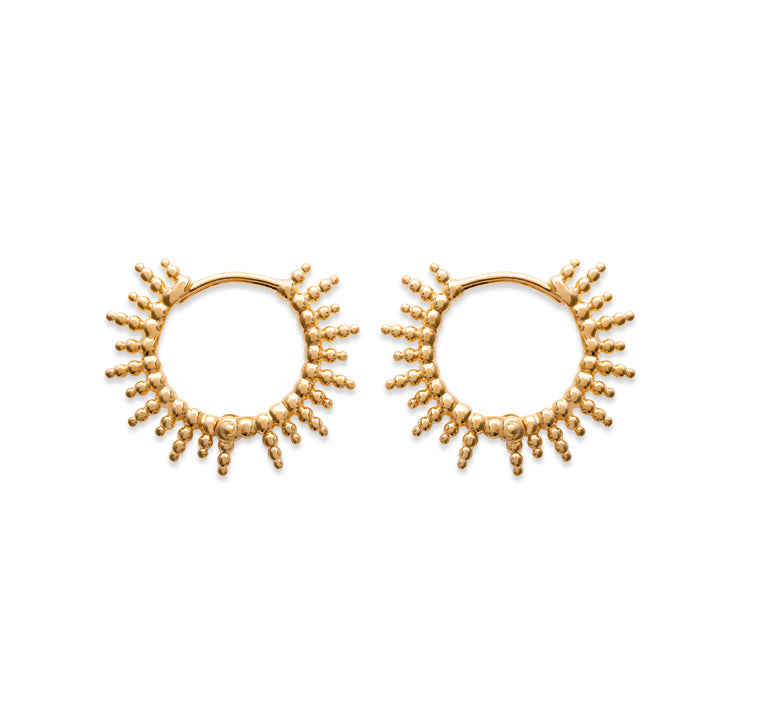 Sonnenstrahl-Creolen vergoldet - Creolen Sonne für Damen | Shop Nory