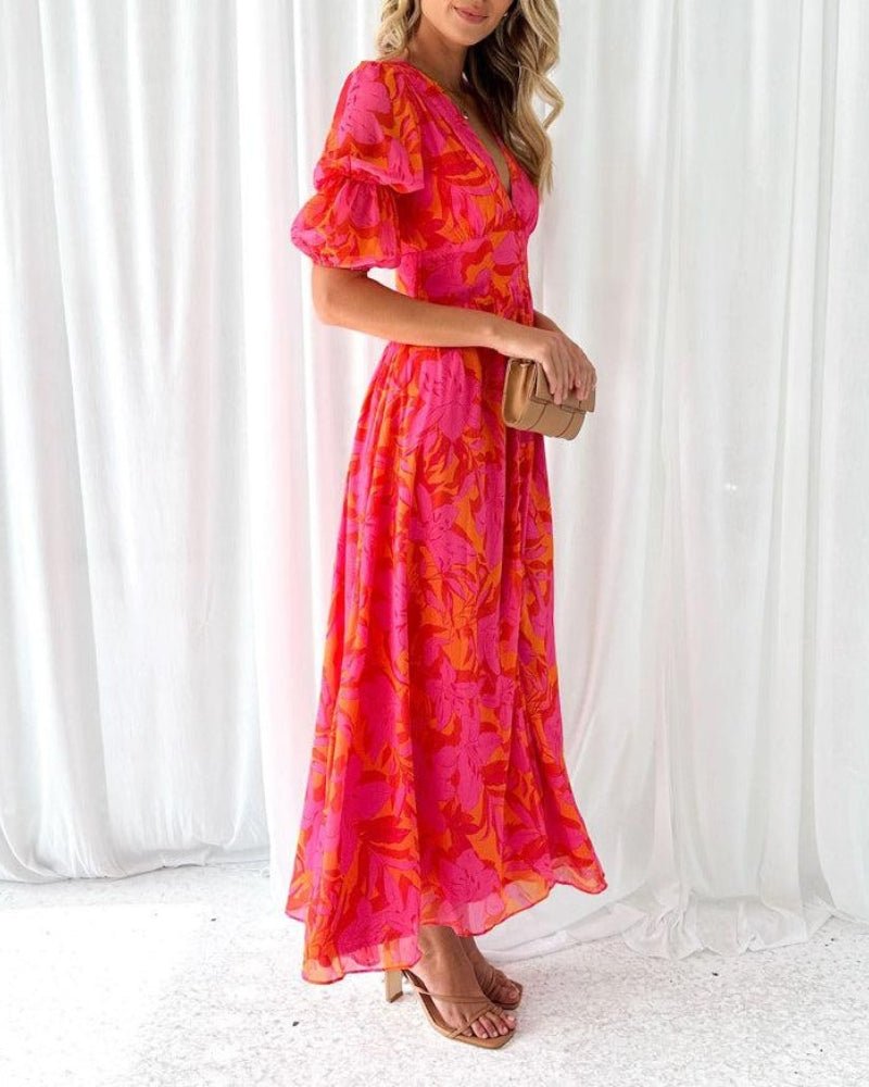 Elegante Maxikleid In Rot Rosa