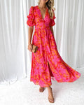 Elegante Maxikleid In Rot Rosa